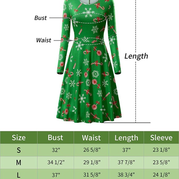 KIRA Women's Christmas Scoop-Neck Graphic Long-Sleeve Fit and Flare Dress Black - Picture 9 of 9